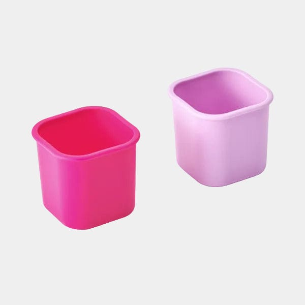 2 pieace set of hot pink and light pink snack pods on white background
