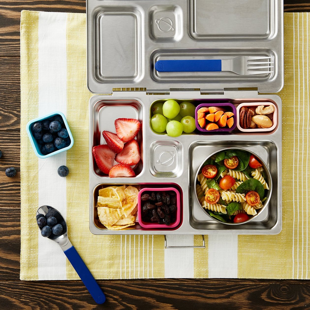 PlanetBox Rover lunchbox featuring Sprinkles color assortment of 4 pack pods.