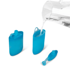 #color_Ocean Blue | Blue silicone freezable squeez packs and a clear glass pitcher on a white background