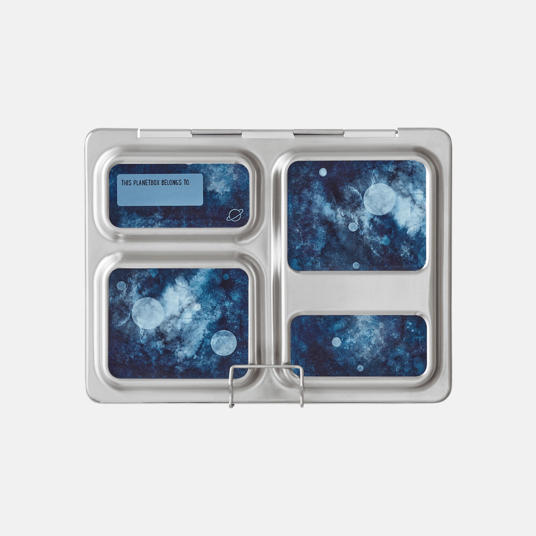 Blue space design on Launch lunchbox
