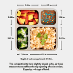 Dimensions of the food compartments in the Voyager Leakproof Lunch Box