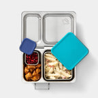 Big Square Dipper with food, inside a PlanetBox Shuttle lunchbox.